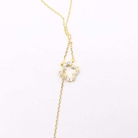 New RACHEL ZOE 18k Gold Plated Sterling Silver Clover Lariat Necklace - Picture 6 of 9
